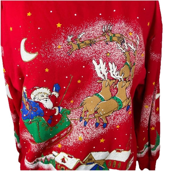 Vintage Holiday Time Christmas Crewneck Sweatshirt Retro 90s 80s size medium - Picture 5 of 7